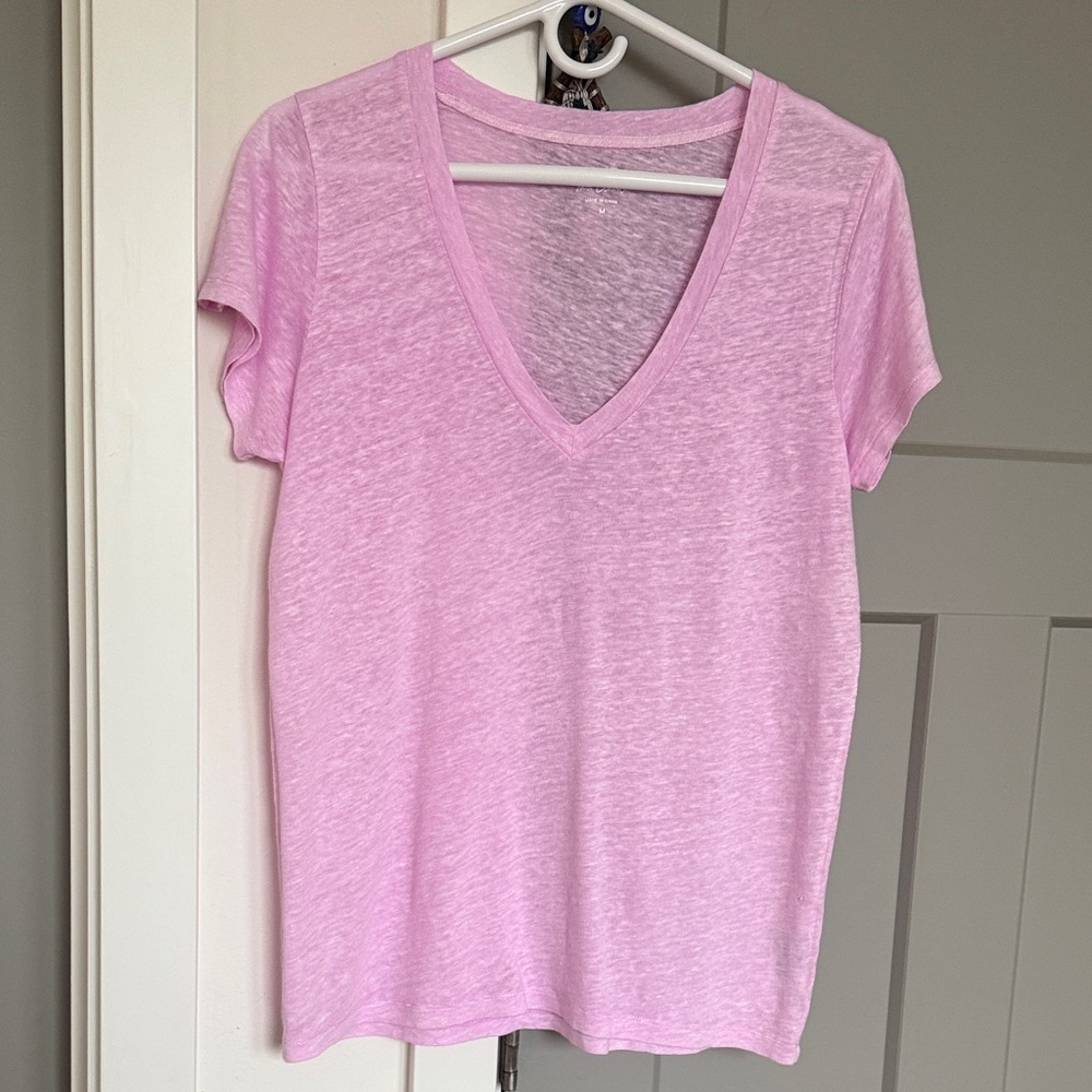 J. Crew Light Pink V-Neck Short Sleeve Tee